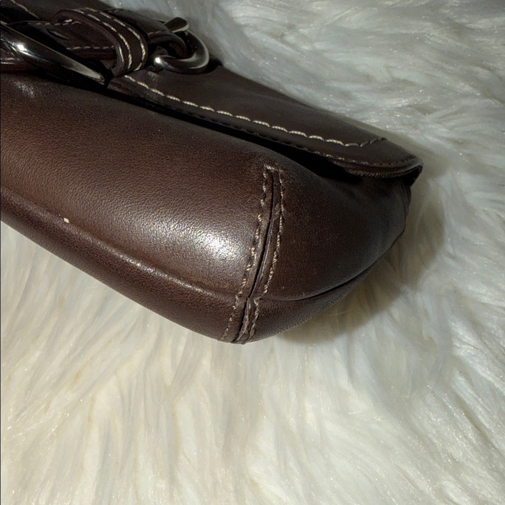 COACH Dark Brown Leather Wristlet with Silver Hardware - Picture 6 of 7